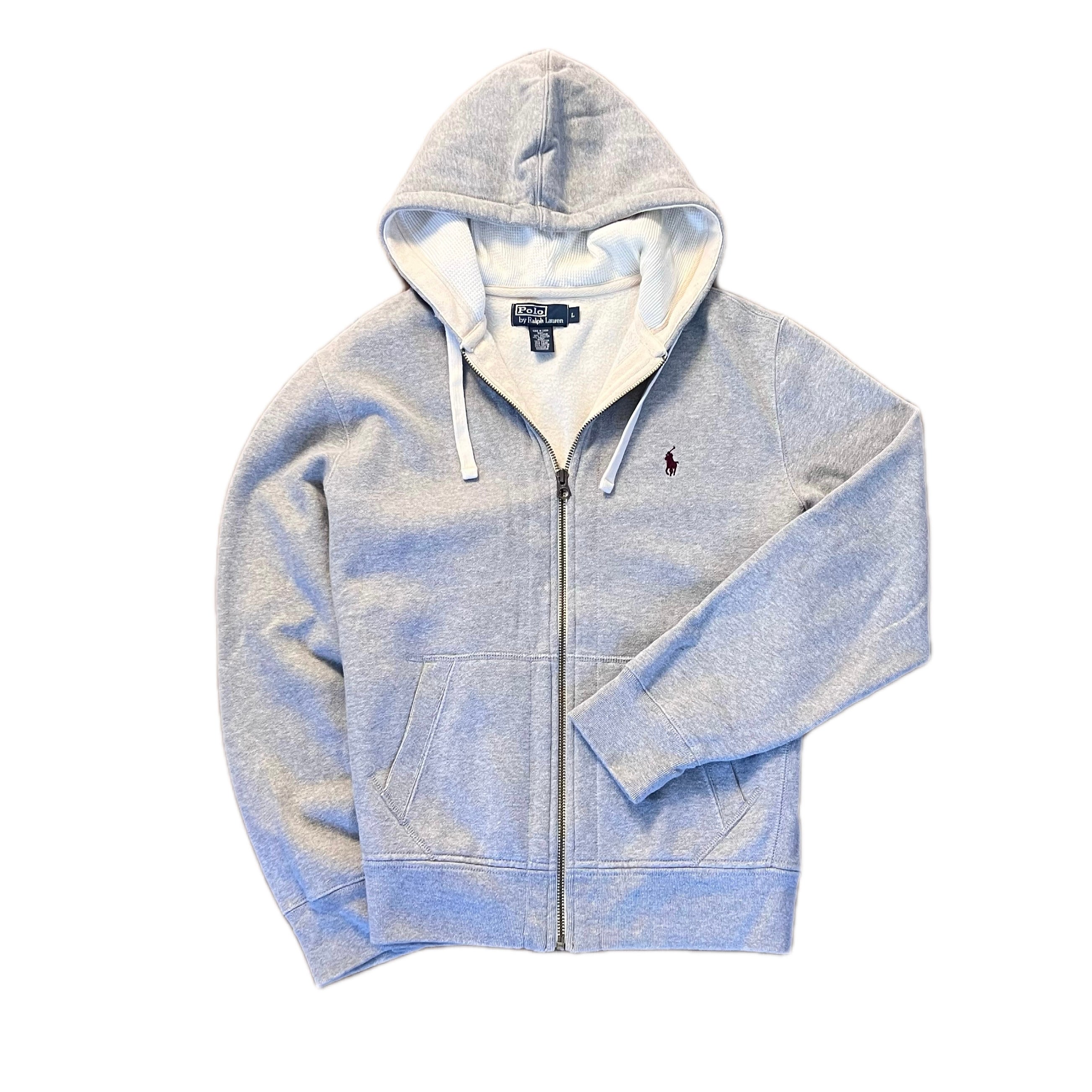 Grey Ralph Lauren Red Badge Zip Up Hoodie