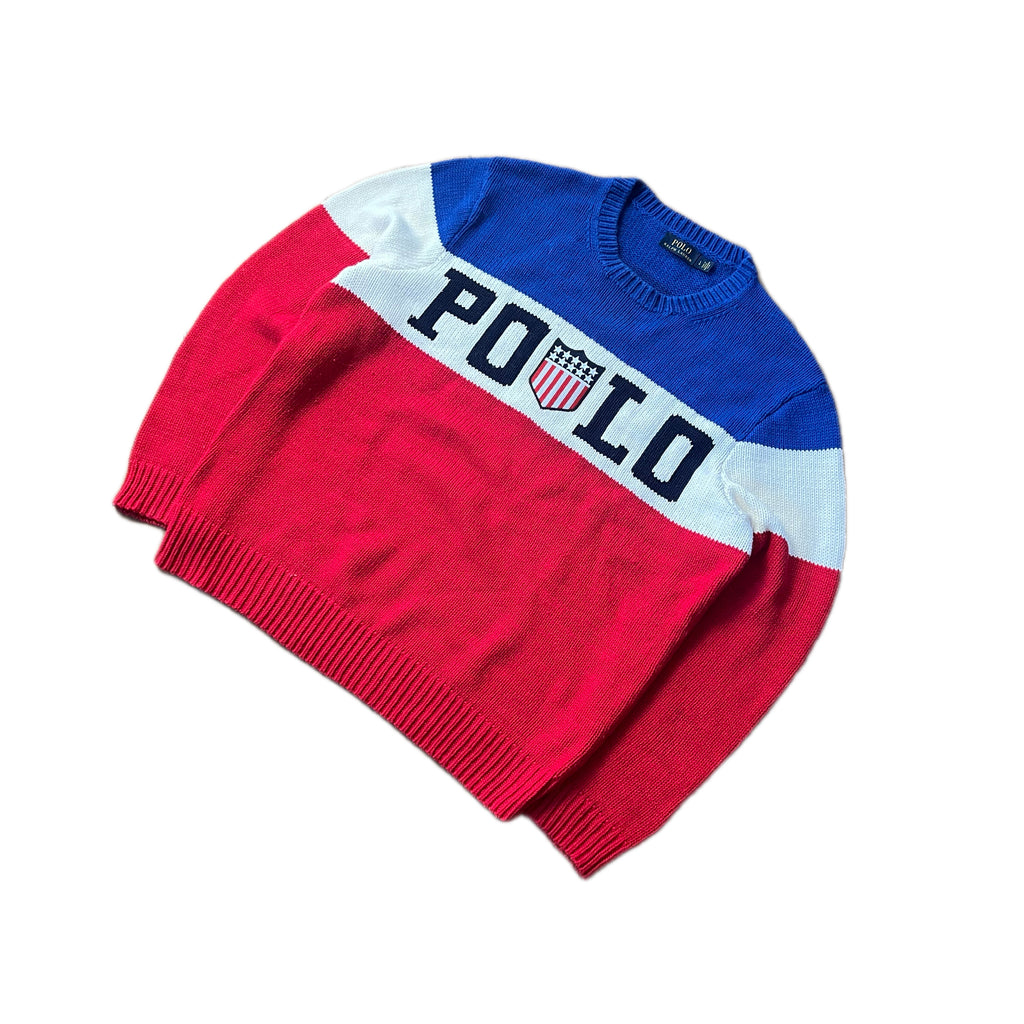 Polo Ralph Lauren Chariots of Fire USA Flag Logo Knit Jumper Size L