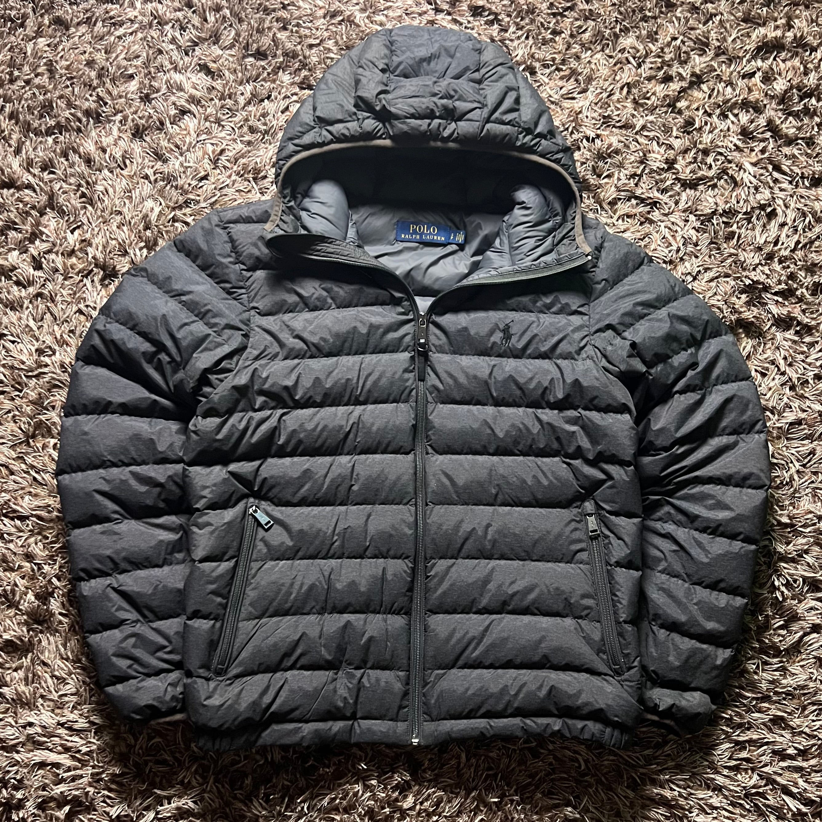 Grey Ralph Lauren Zip Up Packable Puffer Jacket