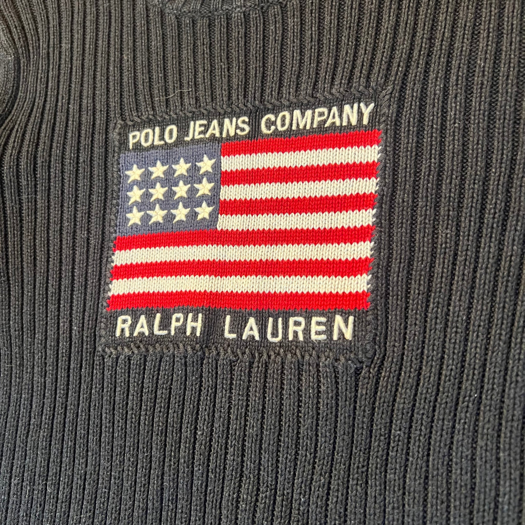 Black Polo Jeans Ralph Lauren USA Flag Knitted Sweater