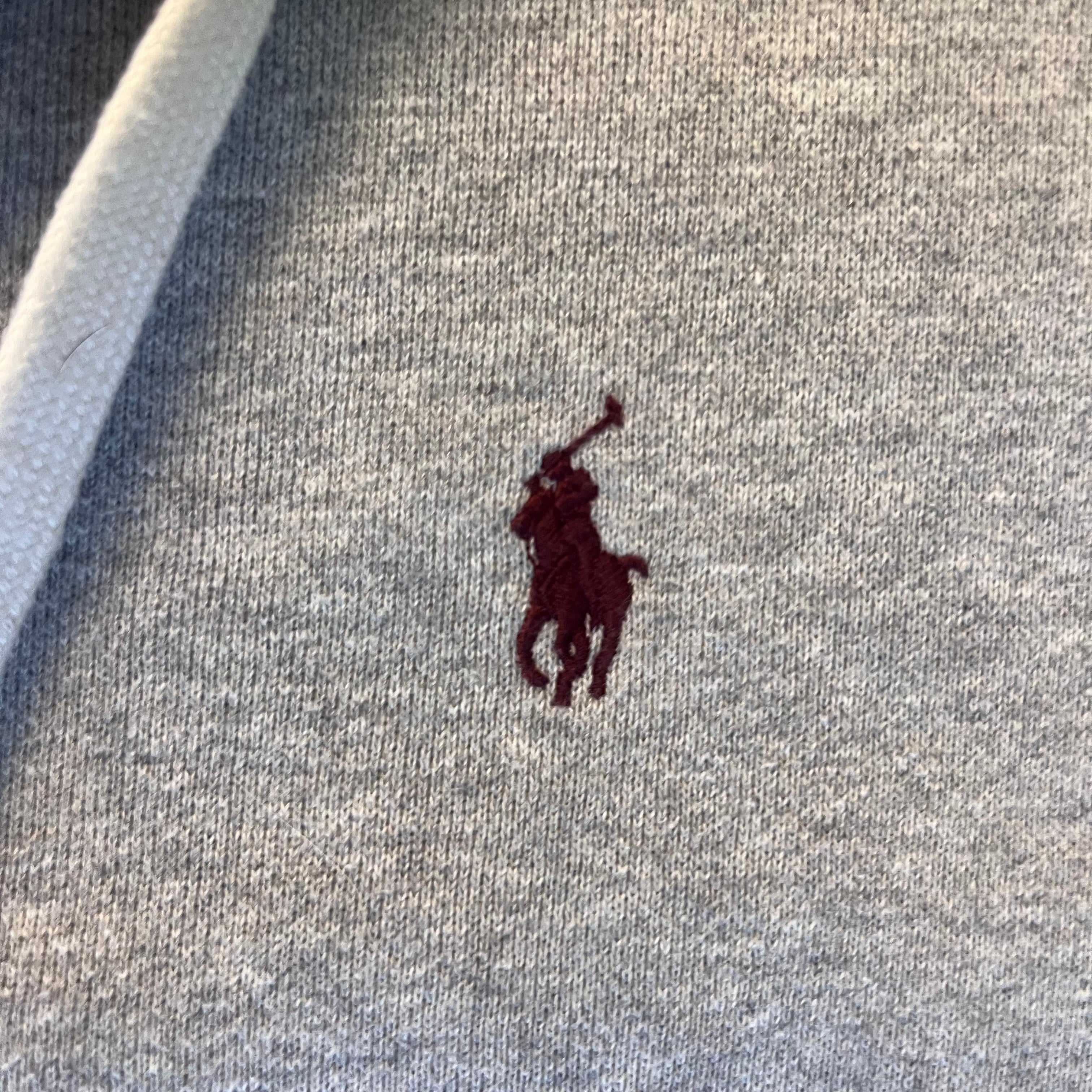 Grey Ralph Lauren Red Badge Zip Up Hoodie