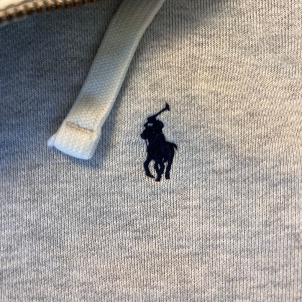 Grey Ralph Lauren Navy Badge Zip Up Hoodie