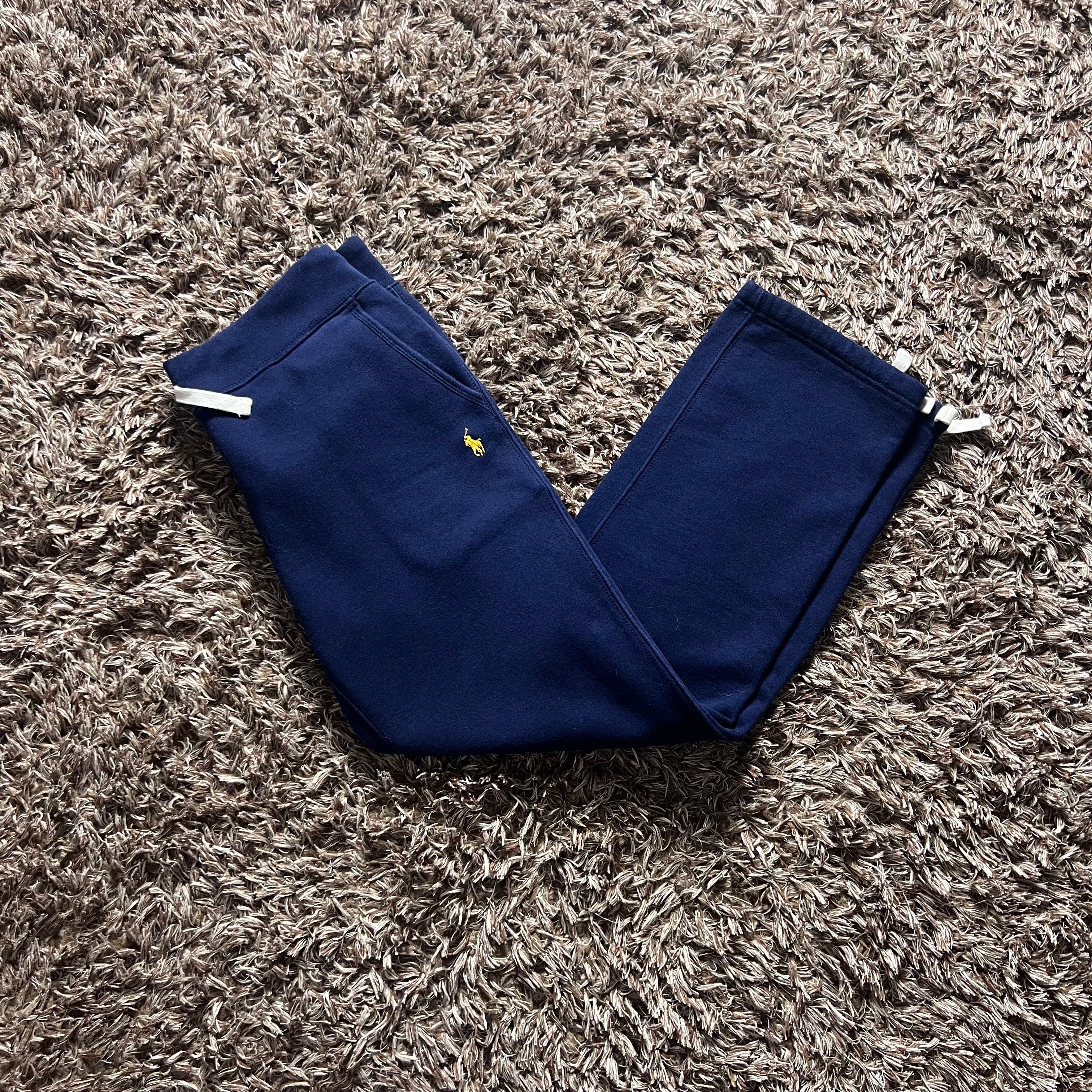 Navy Polo Ralph Lauren Track Pants - Embroidered Logo, Open Hem