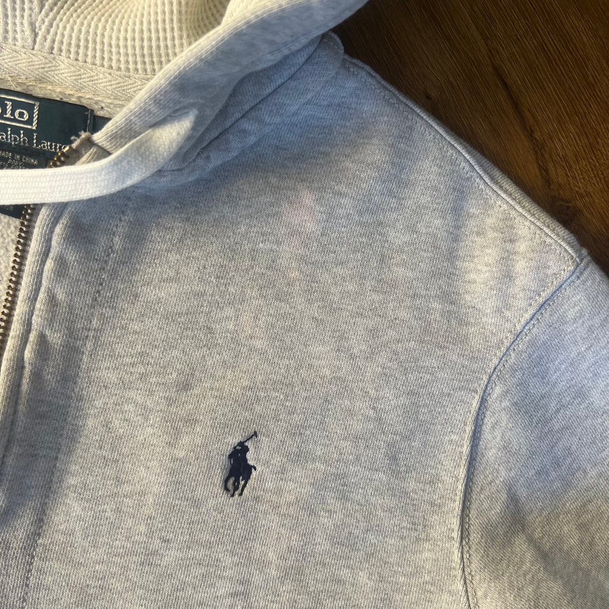 Grey Polo Ralph Lauren Zip Up Hoodie Size XL