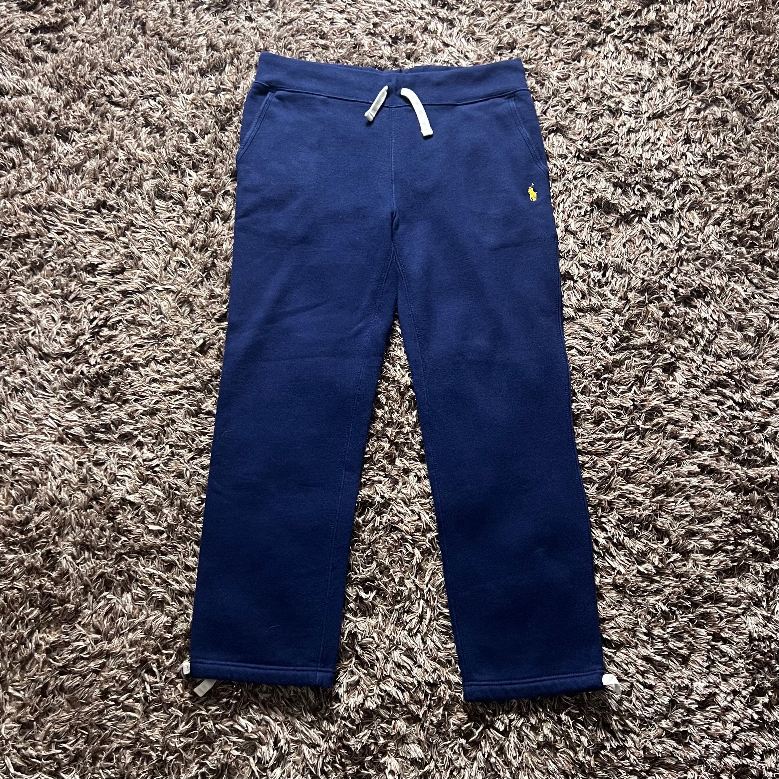 Navy Polo Ralph Lauren Track Pants - Embroidered Logo, Open Hem