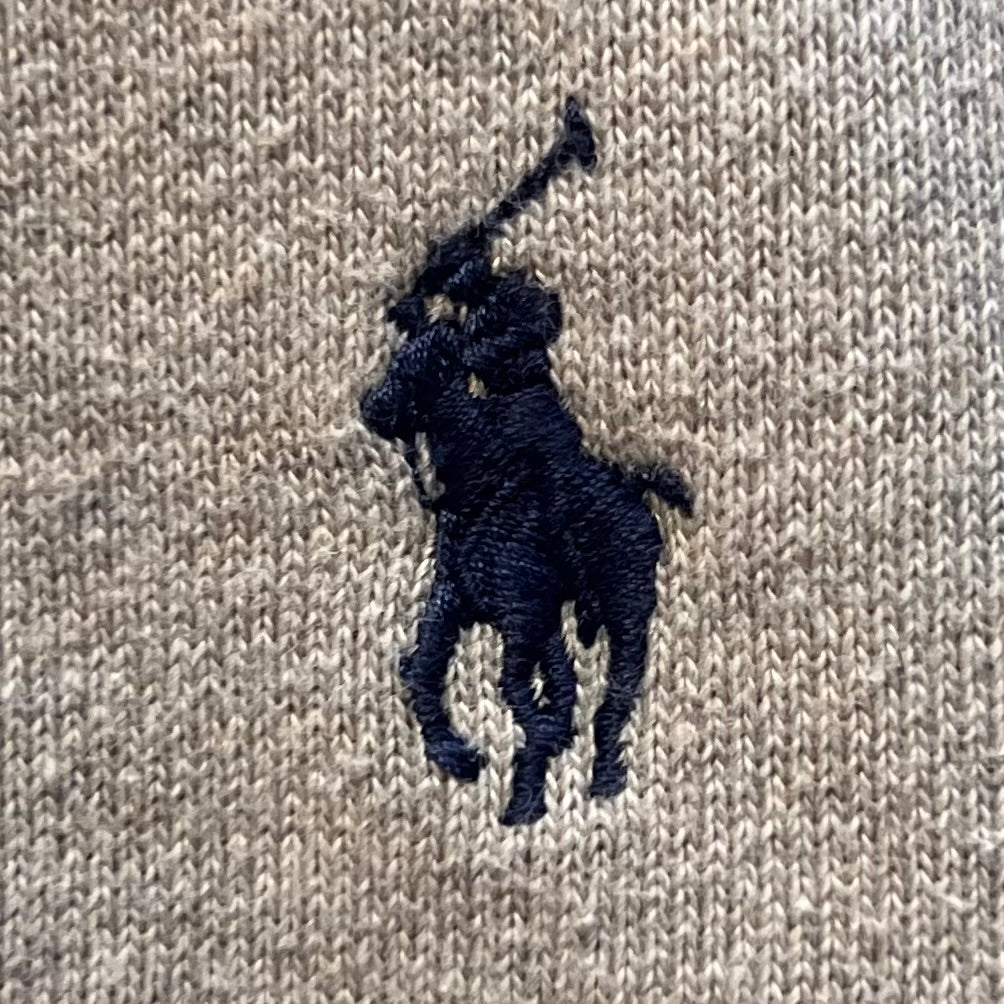 Ralph Lauren Grey Full-Zip Hoodie - Waffle Lined Hood & Navy Badge